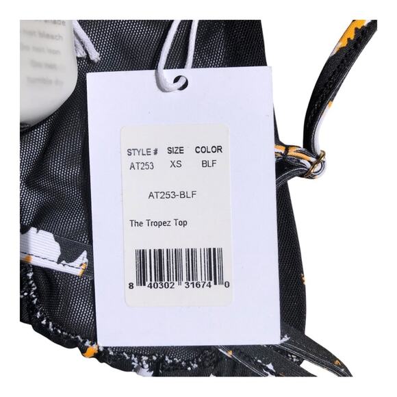 Andie x Demi Moore NWT The Tropez Luxe Flat Bikini Top- Black Firework Print XS - Picture 12 of 15
